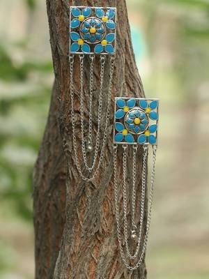Silver-plated oxidized drop earrings 1