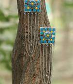 Silver-plated oxidized drop earrings