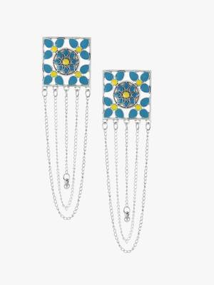 Silver-plated oxidized drop earrings 4