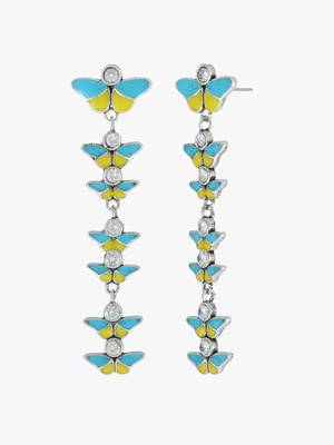 Silver-plated oxidized butterfly drop earrings 3