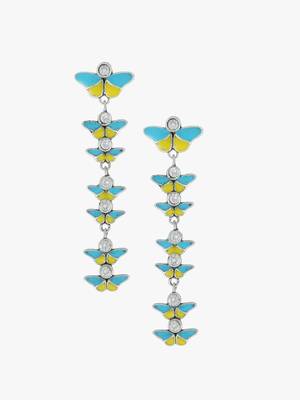 Silver-plated oxidized butterfly drop earrings 4