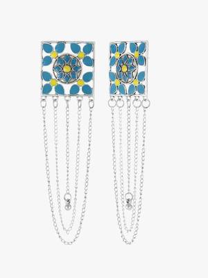 Silver-plated oxidized drop earrings 5