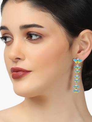 Silver-plated oxidized butterfly drop earrings 5