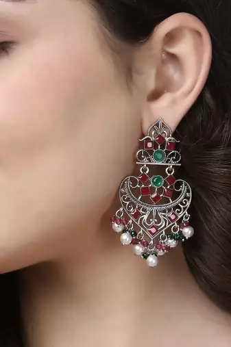Women silver-plated classic drop  earing