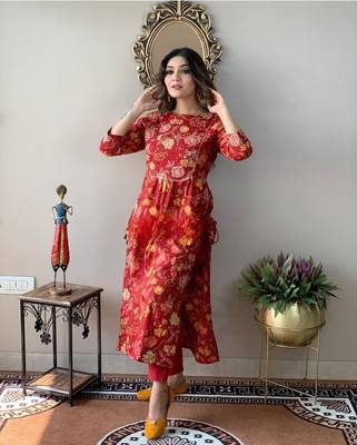 Multicolor flora printed Nyra Cut kurti with Pant  2