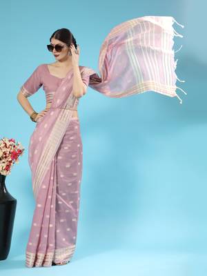 PURPLE CHANDERI CHIKANKARI PRETTY SAREE 1