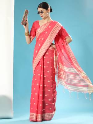 RED CHANDERI CHIKANKARI PRETTY SAREE 1