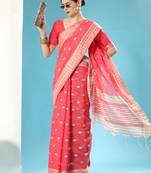 RED CHANDERI CHIKANKARI PRETTY SAREE