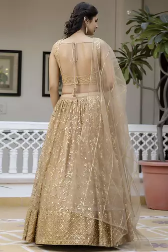 Gold Net Sequin Embroidered Lehenga 