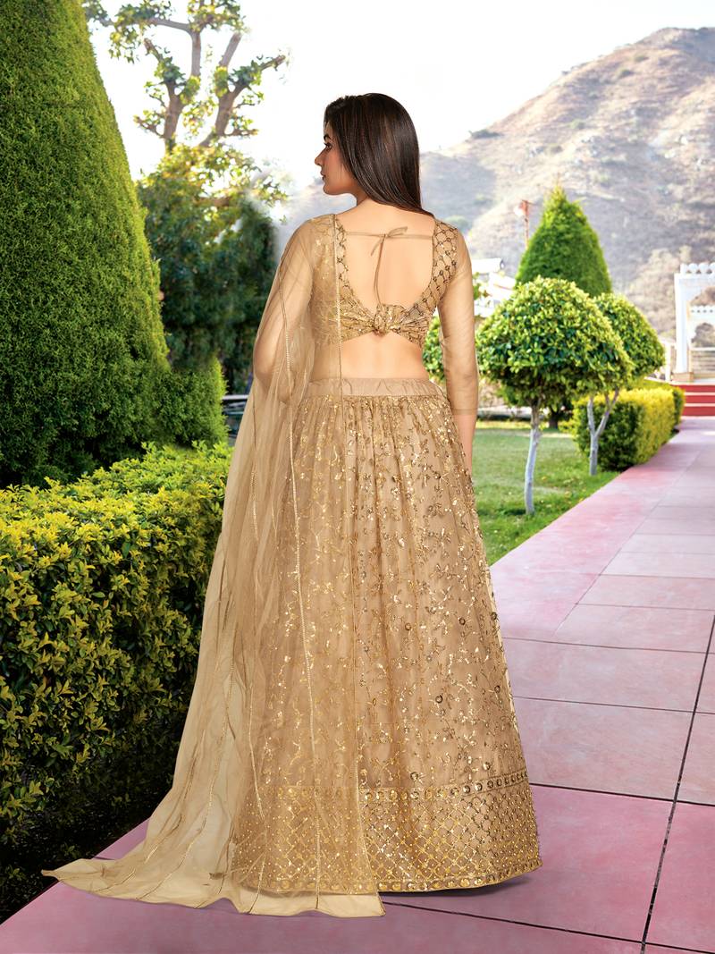 Gold Net Sequin Embroidered Lehenga 