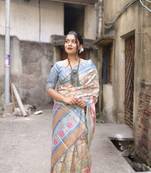 LIGHT CHIKU ELEGENT TUSSAR SILK SAREE 