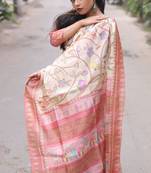 LIGHT CHIKU ELEGENT TUSSAR SILK SAREE 