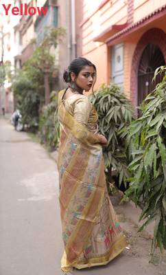 LIGHT CHIKU ELEGENT TUSSAR SILK SAREE  2