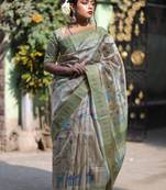LIGHT CHIKU ELEGENT TUSSAR SILK SAREE 