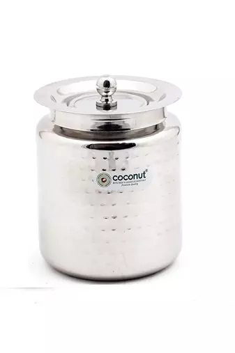 coconut Stainless Steel Hammered Design Ghee Pot (200ML) - 1pc