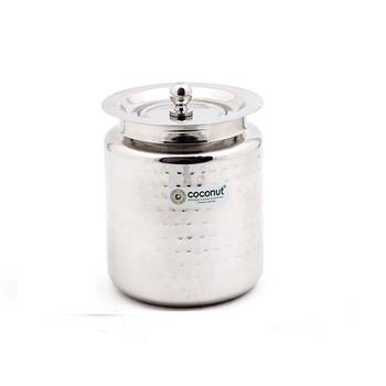 coconut Stainless Steel Hammered Design Ghee Pot (300ML) - 1pc 1