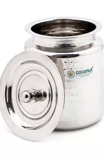 coconut Stainless Steel Hammered Design Ghee Pot (300ML) - 1pc