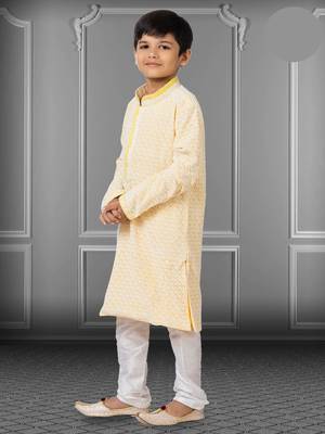 Chikankari Embroidered Kurta Pyjama For Boy's 2