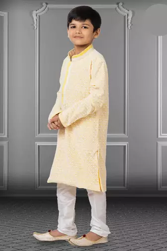 Chikankari Embroidered Kurta Pyjama For Boy's