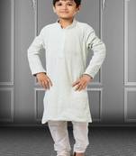 Chikankari Embroidered Kurta Pyjama For Boy's