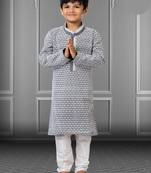 Chikankari Embroidered Kurta Pyjama For Boy's