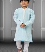 Chikankari Embroidered Kurta Pyjama For Boy's