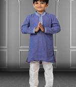 Chikankari Embroidered Kurta Pyjama For Boy's