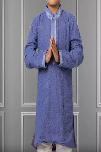 Chikankari Embroidered Kurta Pyjama For Boy's