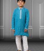 Chikankari Embroidered Kurta Pyjama For Boy's