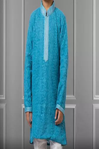 Chikankari Embroidered Kurta Pyjama For Boy's