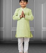 Chikankari Embroidered Kurta Pyjama For Boy's