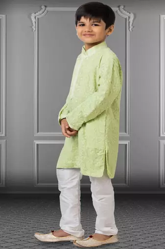 Chikankari Embroidered Kurta Pyjama For Boy's