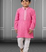 Chikankari Embroidered Kurta Pyjama For Boy's