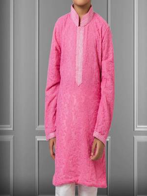 Chikankari Embroidered Kurta Pyjama For Boy's 3
