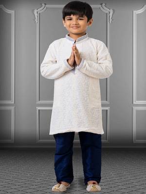 Chikankari Embroidered Kurta Pyjama For Boy's 1