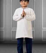 Chikankari Embroidered Kurta Pyjama For Boy's