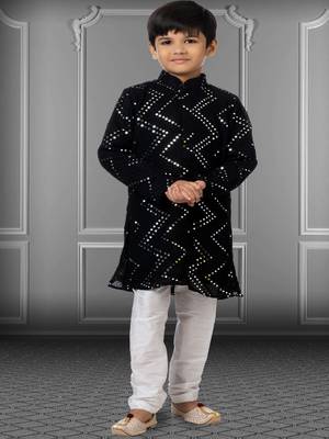 Chikankari Embroidered Kurta Pyjama For Boy's 1