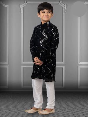 Chikankari Embroidered Kurta Pyjama For Boy's 2
