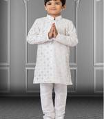 Chikankari Embroidered Kurta Pyjama For Boy's