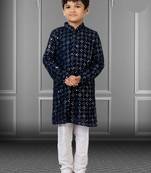 Chikankari Embroidered Kurta Pyjama For Boy's