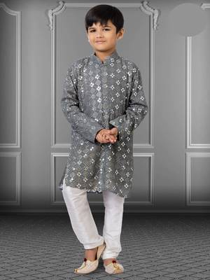 Chikankari Embroidered Kurta Pyjama For Boy's 1