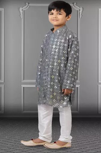 Chikankari Embroidered Kurta Pyjama For Boy's