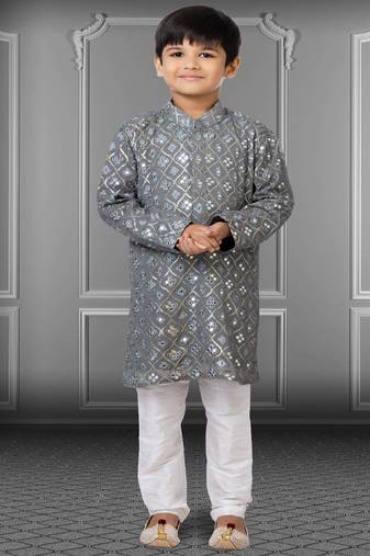 Chikankari Embroidered Kurta Pyjama For Boy's