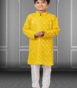 Chikankari Embroidered Kurta Pyjama For Boy's
