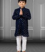 Chikankari Embroidered Kurta Pyjama For Boy's