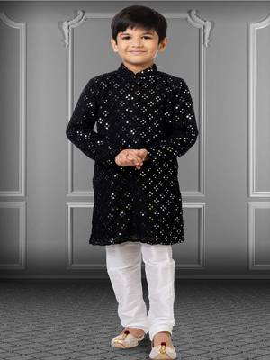 Chikankari Embroidered Kurta Pyjama For Boy's 1