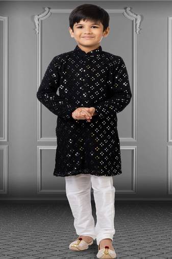 Chikankari Embroidered Kurta Pyjama For Boy's
