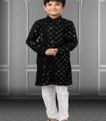 Chikankari Embroidered Kurta Pyjama For Boy's