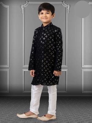 Chikankari Embroidered Kurta Pyjama For Boy's 2
