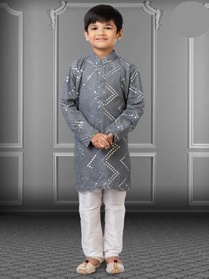 Chikankari Embroidered Kurta Pyjama For Boy's 1